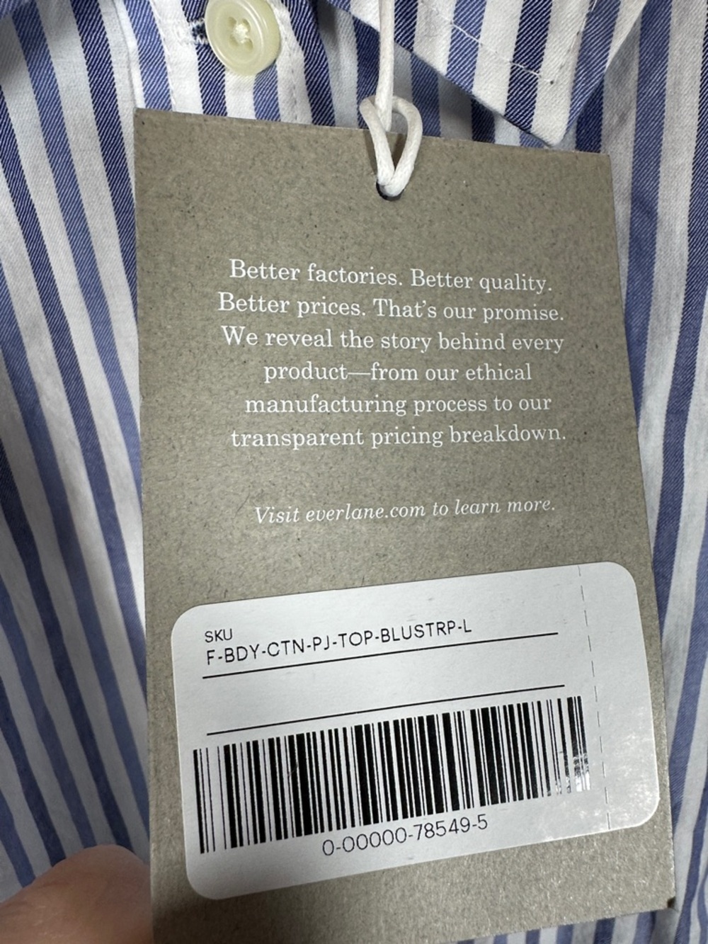 Everlane Cropped Striped Cotton Button Down The Woven PJ Top NWT Large - Picture 7 of 11